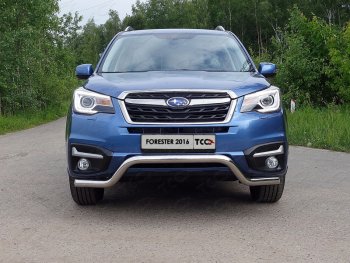 18 999 р. Защита переднего бампера кенгурин 60,3 мм ТСС Тюнинг  Subaru Forester  SJ (2016-2019) рестайлинг (нержавейка)  с доставкой в г. Горно‑Алтайск. Увеличить фотографию 1