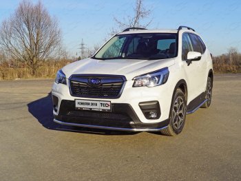 20 599 р. Защита переднего бампера нижняя d42,4 мм ТСС Тюнинг  Subaru Forester  SK/S14 (2018-2021) дорестайлинг (нержавейка)  с доставкой в г. Горно‑Алтайск. Увеличить фотографию 1