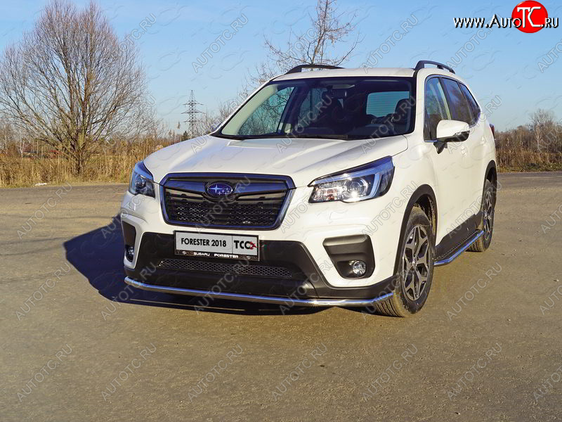 21 799 р. Защита переднего бампера нижняя d42,4 мм ТСС Тюнинг Subaru Forester SK/S14 дорестайлинг (2018-2021) (нержавейка)  с доставкой в г. Горно‑Алтайск