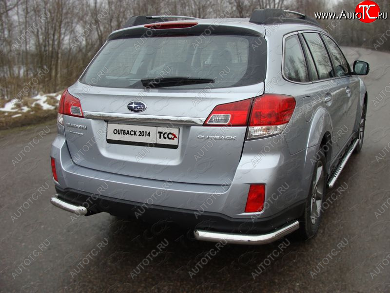 18 699 р. Защита заднего бампера (уголки, d60,3 мм) TCC  Subaru Outback  BR, (2012-2015) B14)  рестайлинг универсал  с доставкой в г. Горно‑Алтайск