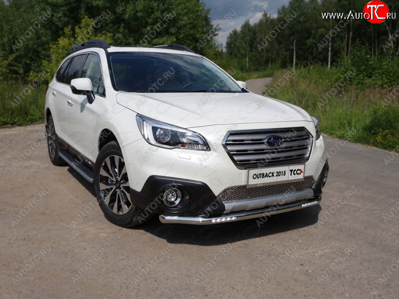 39 999 р. Защита переднего бампера нижняя с ДХО 60,3 мм ТСС Тюнинг  Subaru Outback  BS/B15 (2014-2018) дорестайлинг универсал (нержавейка)  с доставкой в г. Горно‑Алтайск