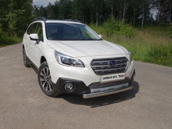 Защита переднего бампера нижняя овальная 75х42 мм ТСС Тюнинг Subaru Outback BS/B15 дорестайлинг универсал (2014-2018)  (нержавейка)