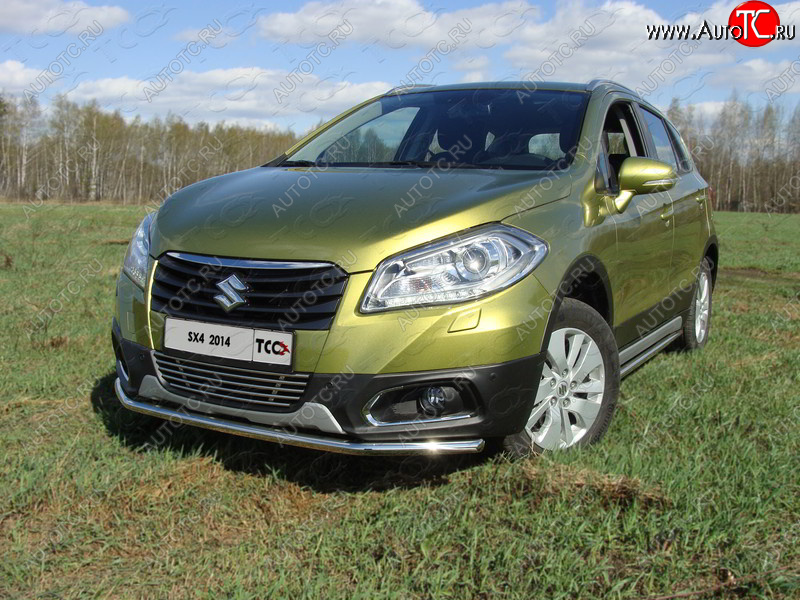 15 549 р. Защита переднего бампера нижняя d42,4 мм ТСС Тюнинг Suzuki SX4 JYB, JYA хэтчбэк дорестайлинг (2013-2016) (нержавейка)  с доставкой в г. Горно‑Алтайск