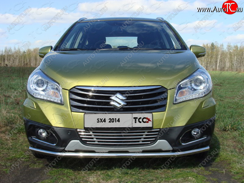 6 099 р. Декоративная вставка переднего бампера ТСС Тюнинг  Suzuki SX4  JYB, JYA (2013-2016) хэтчбэк дорестайлинг (d 12 мм)  с доставкой в г. Горно‑Алтайск