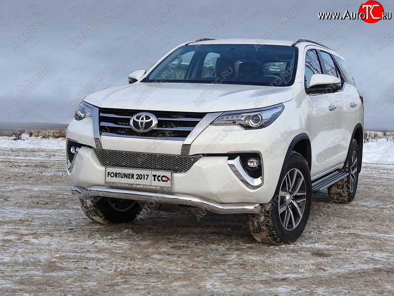 29 599 р. Защита переднего бампера волна d76,1 мм ТСС Тюнинг Toyota Fortuner AN160 дорестайлинг (2015-2020) (нержавейка)  с доставкой в г. Горно‑Алтайск