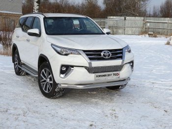 Защита переднего бампера нижняя 76,1 мм ТСС Тюнинг Toyota Fortuner AN160 дорестайлинг (2015-2020) ()