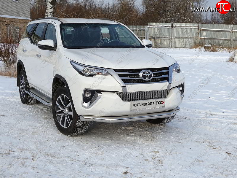 26 499 р. Защита переднего бампера нижняя 76,1 мм ТСС Тюнинг Toyota Fortuner AN160 дорестайлинг (2015-2020) (нержавейка)  с доставкой в г. Горно‑Алтайск