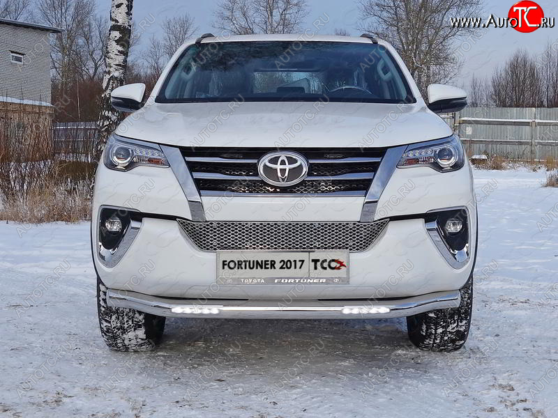 40 999 р. Защита переднего бампера нижняя с ДХО 76,1 мм ТСС Тюнинг Toyota Fortuner AN160 дорестайлинг (2015-2020) (нержавейка)  с доставкой в г. Горно‑Алтайск