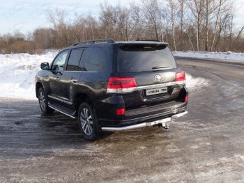 Защита задняя (уголки, нержавейка 76,1 мм) ТСС Тюнинг Toyota (Тойота) Land Cruiser (Лэнд)  200 (2015-2021) 200 2-ой рестайлинг