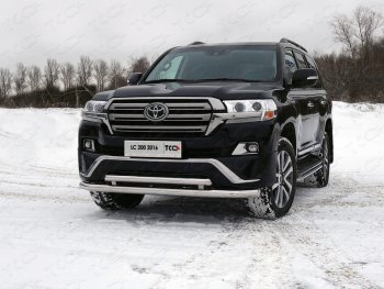 Защита передняя нижняя двойная 76,1*60,3 мм EXECUTIVE Тюнинг Toyota (Тойота) Land Cruiser (Лэнд)  200 (2015-2021) 200 2-ой рестайлинг  (нержавейка)