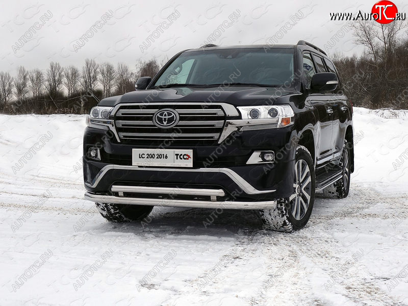 38 949 р. Защита передняя нижняя двойная 76,1*60,3 мм EXECUTIVE Тюнинг  Toyota Land Cruiser  200 (2015-2021) 2-ой рестайлинг (нержавейка)  с доставкой в г. Горно‑Алтайск