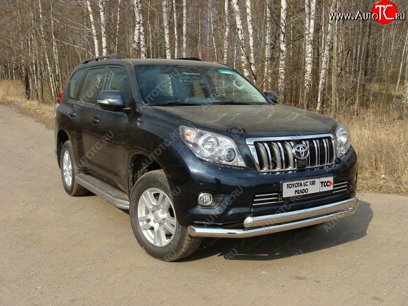 38 949 р. Защита переднего бампера нижняя d76,1*75 мм ТСС Тюнинг  Toyota Land Cruiser Prado  J150 (2009-2013) дорестайлинг (нержавейка)  с доставкой в г. Горно‑Алтайск