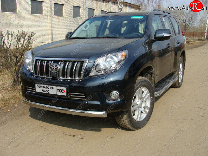 24 999 р. Защита переднего бампера нижняя 75*42 мм ТСС Тюнинг Toyota Land Cruiser Prado J150 дорестайлинг (2009-2013) (нержавейка)  с доставкой в г. Горно‑Алтайск