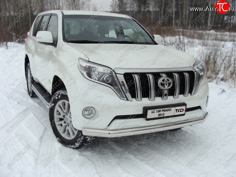 29 999 р. Защита переднего бампера нижняя 75*42 мм ТСС Тюнинг Toyota Land Cruiser Prado J150 1-ый рестайлинг (2013-2017) (нержавейка)  с доставкой в г. Горно‑Алтайск