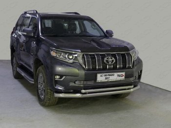 Защита передняя нижняя двойная 76,1*50,8 мм Тюнинг Toyota Land Cruiser Prado J150 2-ой рестайлинг (2017-2020)  (нержавейка)