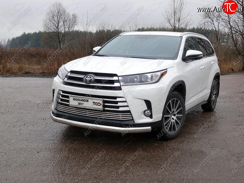 26 999 р. Защита переднего бампера овальная 75х42 мм ТСС Тюнинг Toyota Highlander XU50 рестайлинг (2016-2020) (нержавейка)  с доставкой в г. Горно‑Алтайск