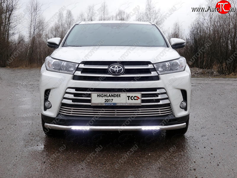 39 999 р. Защита переднего бампера нижняя с ДХО 60,3 мм ТСС Тюнинг  Toyota Highlander  XU50 (2016-2020) рестайлинг (нержавейка)  с доставкой в г. Горно‑Алтайск