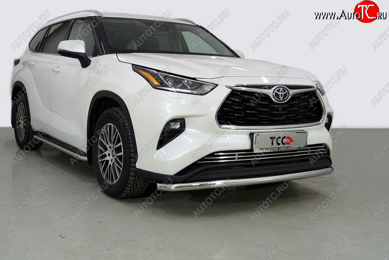 21 599 р. Защита переднего бампера нижняя d60,3 мм ТСС Тюнинг  Toyota Highlander  XU70 (2020-2025) (нержавейка)  с доставкой в г. Горно‑Алтайск