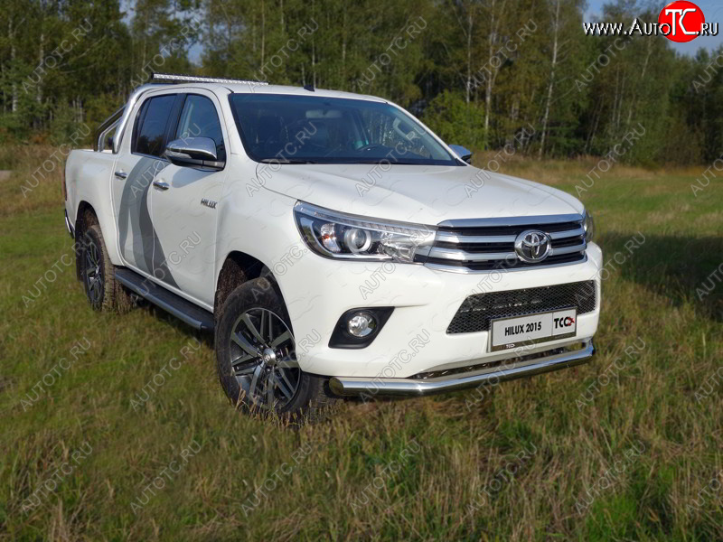 22 999 р. Защита переднего бампера нижняя d76,1 мм ТСС Тюнинг Toyota Hilux AN120 дорестайлинг (2016-2020) (нержавейка)  с доставкой в г. Горно‑Алтайск