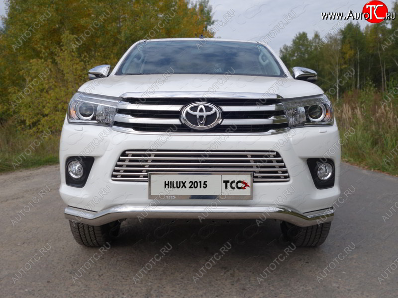 12 299 р. Декоративная вставка переднего бампера ТСС Тюнинг  Toyota Hilux  AN120 (2016-2020) дорестайлинг (d 16 мм)  с доставкой в г. Горно‑Алтайск