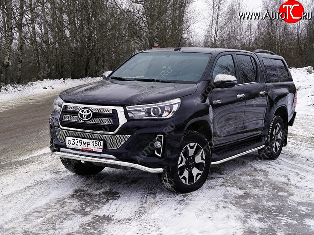 25 399 р. Защита переднего бампера волна d60,3 мм (Exclusive) ТСС Тюнинг Toyota Hilux AN120 1-ый рестайлинг (2017-2020) (нержавейка)  с доставкой в г. Горно‑Алтайск