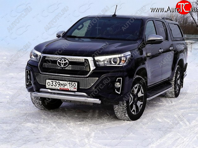 20 899 р. Защита переднего бампера нижняя 76,1 мм ТСС Тюнинг Toyota Hilux AN120 1-ый рестайлинг (2017-2020) (нержавейка)  с доставкой в г. Горно‑Алтайск