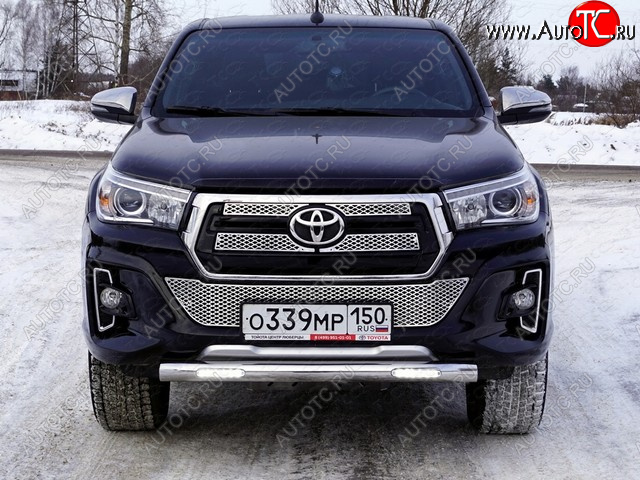 39 699 р. Защита переднего бампера нижняя с ДХО 76,1 мм ТСС Тюнинг Toyota Hilux AN120 1-ый рестайлинг (2017-2020) (нержавейка)  с доставкой в г. Горно‑Алтайск