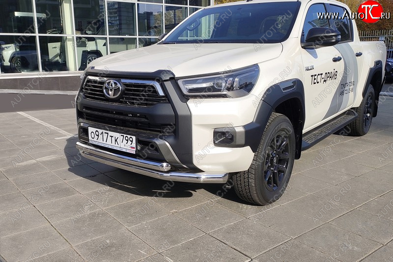 42 999 р. Защита передняя нижняя двойная 76,1*60,3 мм Тюнинг  Toyota Hilux  AN120 (2020-2024) 2-ой рестайлинг (нержавейка)  с доставкой в г. Горно‑Алтайск