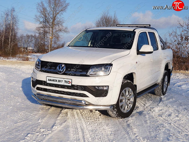 33 999 р. Защита передняя нижняя двойная 76,1*75 мм ТСС Тюнинг  Volkswagen Amarok (2016-2022) рестайлинг (нержавейка)  с доставкой в г. Горно‑Алтайск