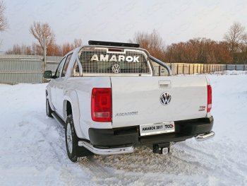 26 499 р. Защита задняя (уголки, нержавейка 76,1 мм) ТСС Тюнинг Volkswagen Amarok рестайлинг (2016-2022)  с доставкой в г. Горно‑Алтайск. Увеличить фотографию 1