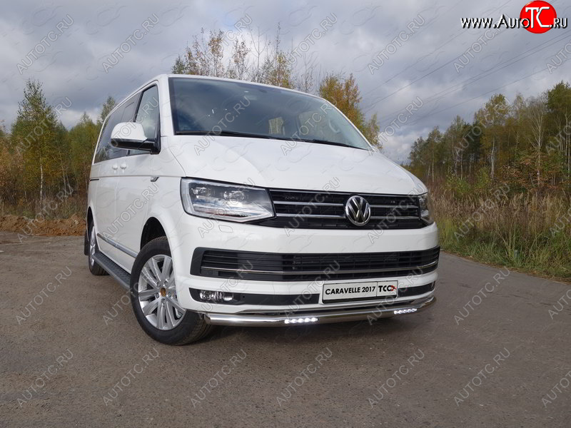 40 999 р. Защита переднего бампера нижняя с ДХО 60,3 мм ТСС Тюнинг  Volkswagen Caravelle  T6 (2015-2019) дорестайлинг (нержавейка)  с доставкой в г. Горно‑Алтайск