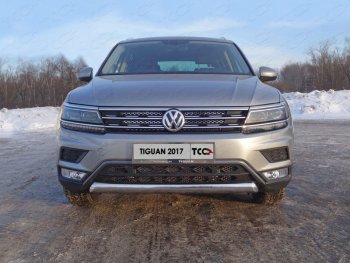 Защита передняя нижняя овальная короткая 75х42 мм ТСС Тюнинг Volkswagen Tiguan Mk2 рестайлинг (2020-2022)