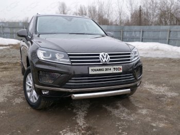 Защита переднего бампера нижняя овальная 75*42 мм ТСС Тюнинг Volkswagen Touareg NF рестайлинг (2014-2018) ()