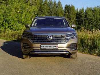 Защита переднего бампера нижняя d60,3 мм ТСС Тюнинг Volkswagen (Волксваген) Touareg (Туарек)  CR (2018-2024) CR  (нержавейка)