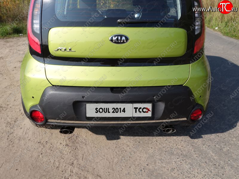 1 039 р. Накладка на задний бампер, ТСС Тюнинг  KIA Soul  PS (2014-2016) дорестайлинг (лист шлифованный)  с доставкой в г. Горно‑Алтайск