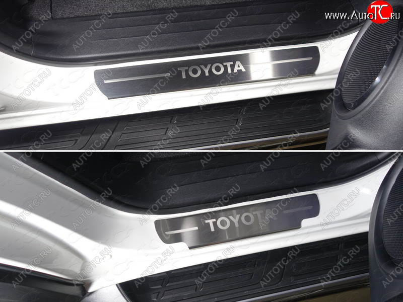 5 349 р. Накладки на пороги, ТСС Тюнинг  Toyota Fortuner  AN160 (2015-2020) дорестайлинг (лист шлифованный надпись Toyota)  с доставкой в г. Горно‑Алтайск