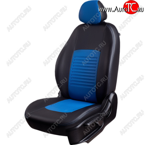 9 449 р. Комплект чехлов для сидений (РЗСиС 60/40 2Г Илана+Орегон) ТУРИН Lord Autofashion  Chevrolet Niva  2123 (2009-2020) рестайлинг (черный, вставка синяя, строчка синяя)  с доставкой в г. Горно‑Алтайск
