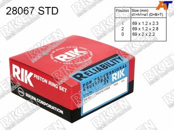 Кольца поршневые (комплект) STD TOYOTA PLATZVITZYARISECHO 1SZ-FE 99- RIKEN 28067 STD