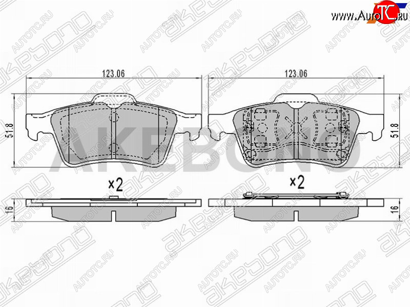 2 249 р. Колодки тормозные задние RH-LH SAT Ford Focus 3 хэтчбэк дорестайлинг (2010-2015)  с доставкой в г. Горно‑Алтайск