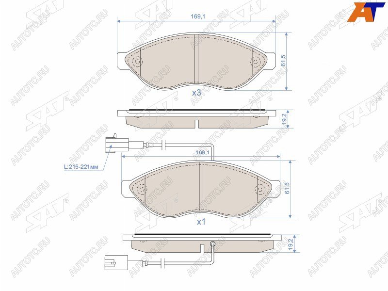 2 099 р. Колодки тормозные перед FL-FR SAT  CITROEN Jumper ( 250,  290) (2006-2022), Fiat Ducato ( 250,  290) (2006-2024), Peugeot Boxer ( 250,  290) (2006-2024)  с доставкой в г. Горно‑Алтайск