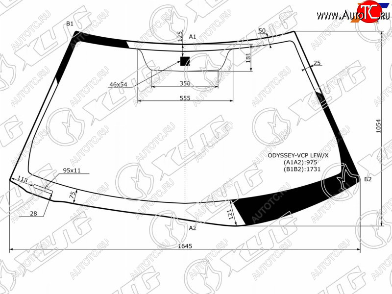 12 549 р. Стекло лобовое (Assembly США) XYG  Honda Odyssey  3 (2004-2008)  с доставкой в г. Горно‑Алтайск