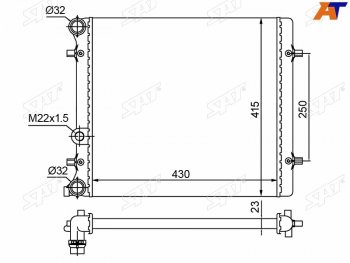 Радиатор SAT Seat (Сеат) Leon (Леон)  1M хэтчбэк 5 дв. (1998-2006), Skoda (Шкода) Octavia (Октавия)  A5 (2004-2013), Volkswagen (Волксваген) Golf (Гольф) ( 4,  5) (1997-2009)
