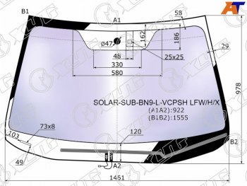 25 799 р. Стекло лобовое (Атермальное Обогрев щеток Датчик дождя) XYG  Subaru Legacy  BN/B15 - Outback  BS/B15  с доставкой в г. Горно‑Алтайск. Увеличить фотографию 2