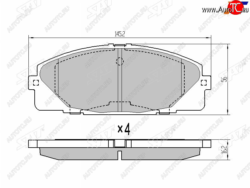 1 439 р. Колодки тормозные перед FL-FR SAT  Toyota Hiace ( Y100,  H200,  H300) - Hiace Regius  с доставкой в г. Горно‑Алтайск