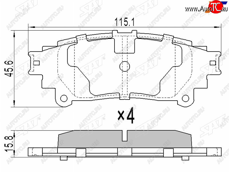 839 р. Колодки тормозные задние RH-LH SAT Toyota Highlander XU50 дорестайлинг (2013-2017)  с доставкой в г. Горно‑Алтайск