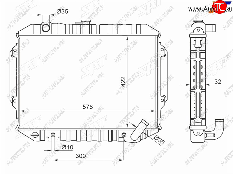 10 949 р. Радиатор охлаждающей жидкости SAT  Mitsubishi Pajero ( 2 V30/V40 5 дв.,  2 V20,  2 V30/V40,  3 V60) (1991-2003) дорестайлинг, дорестайлинг, рестайлинг, рестайлинг, дорестайлинг  с доставкой в г. Горно‑Алтайск