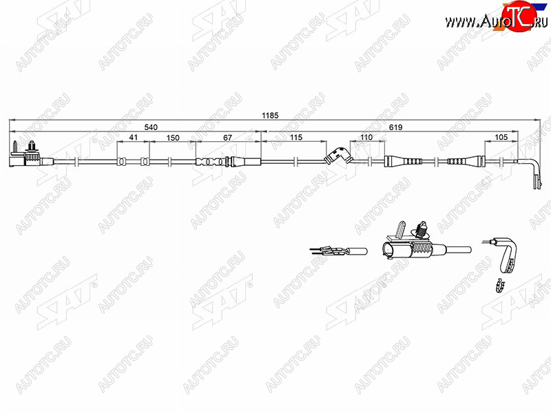 499 р. Датчик износа передних тормозных колодок SAT Land Rover Range Rover Sport 2 L494 дорестайлинг (2013-2017)  с доставкой в г. Горно‑Алтайск