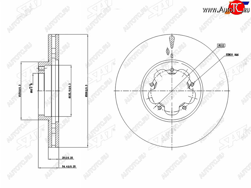 3 399 р. Диск тормозной передний Ømm SAT  Ford Transit (2006-2014) цельнометаллический фургон  с доставкой в г. Горно‑Алтайск