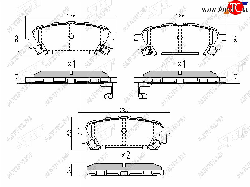 769 р. Колодки тормозные зад RH-LH SAT  Subaru Forester (SF,  SG,  SH,  SJ,  SK/S14), Impreza (GC,  GF,  GD,  GG,  GE,  GH,  GJ,  GK,  GT)  с доставкой в г. Горно‑Алтайск