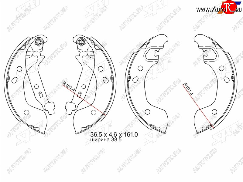 2 179 р. Колодки тормозные барабанные задние RH-LH SAT  Nissan Almera  G15 - Tiida  1 седан  с доставкой в г. Горно‑Алтайск